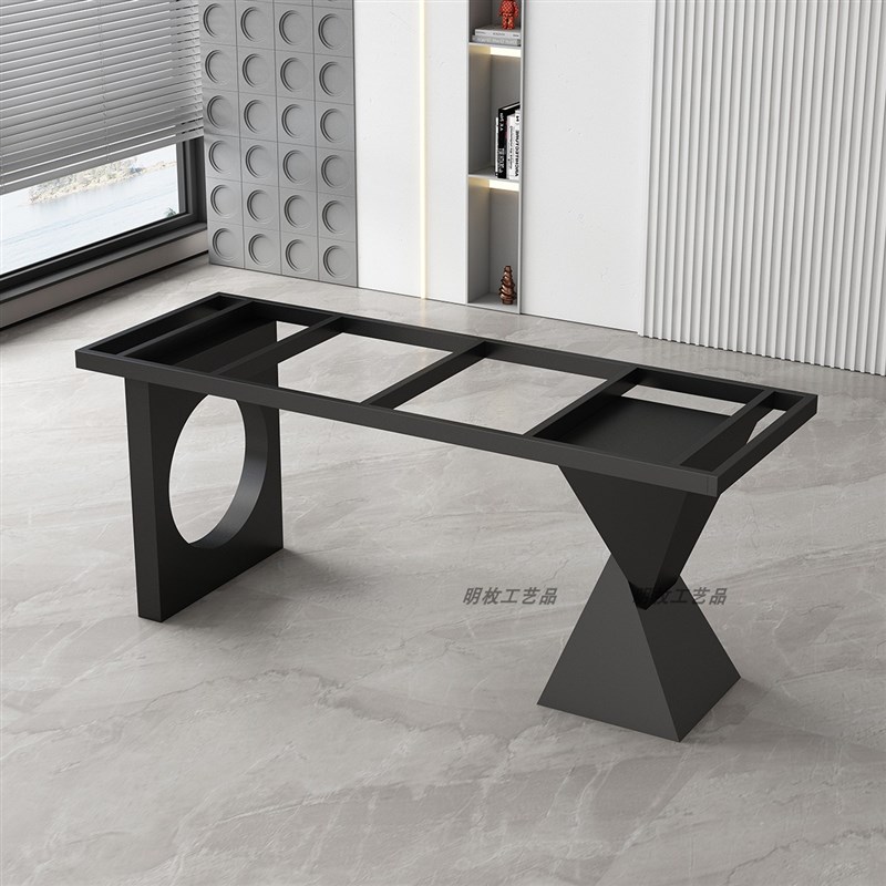 岩板餐桌脚桌腿j支架办公桌会议桌脚架创意茶台底座定制金属桌子