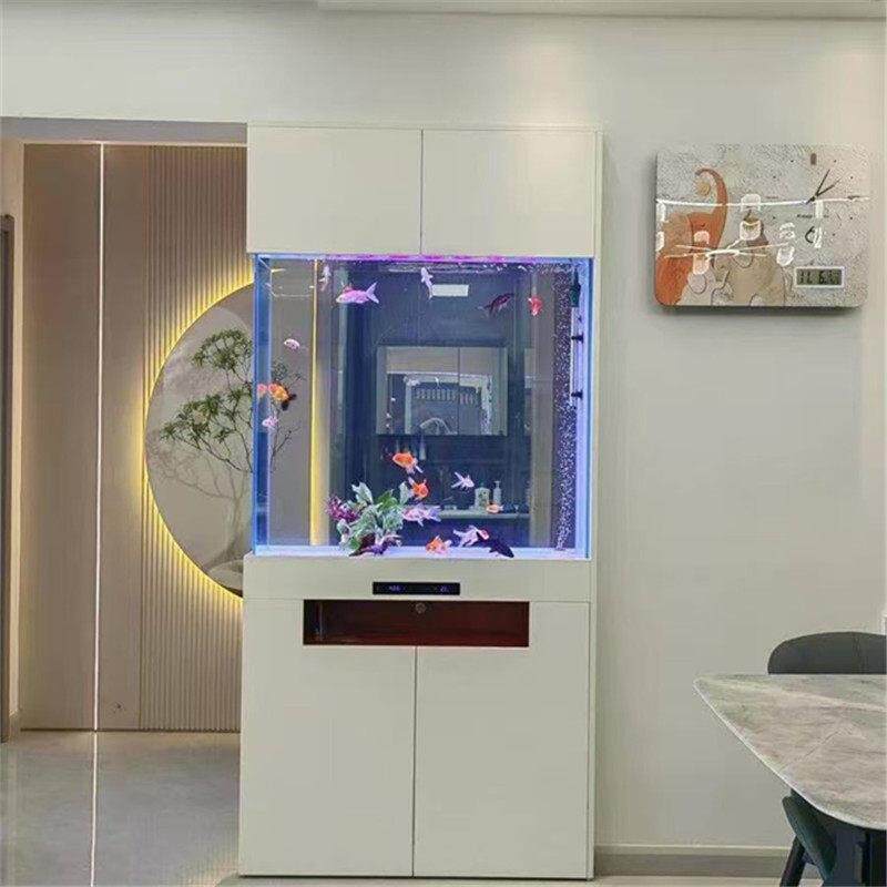玄关屏风水族箱客厅入户定做嵌入酒柜餐柜免换水隔断新概念鱼缸