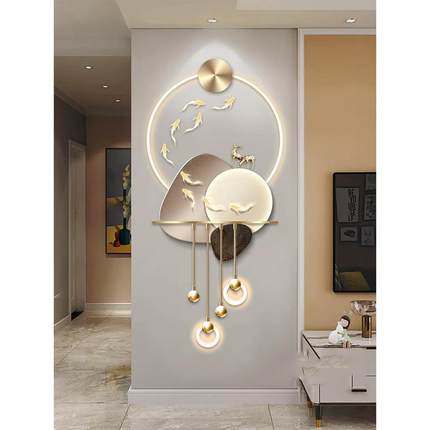 石来润客厅电视背景墙格栅挂画高端立体Led壁灯入口走廊装饰画