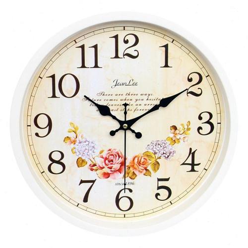 静音挂钟客厅现代简约欧式田园圆形壁钟墙表挂表电池玻璃卧室时钟