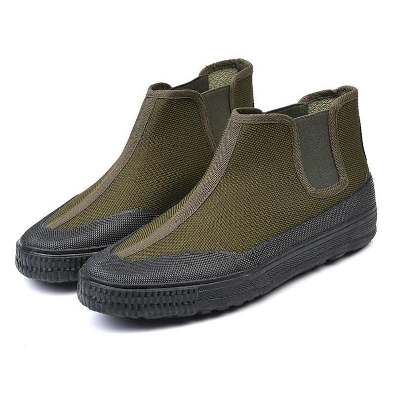 一脚蹬高筒c元宝森工解放鞋黄胶鞋防尘工作鞋防滑耐磨户外工装男