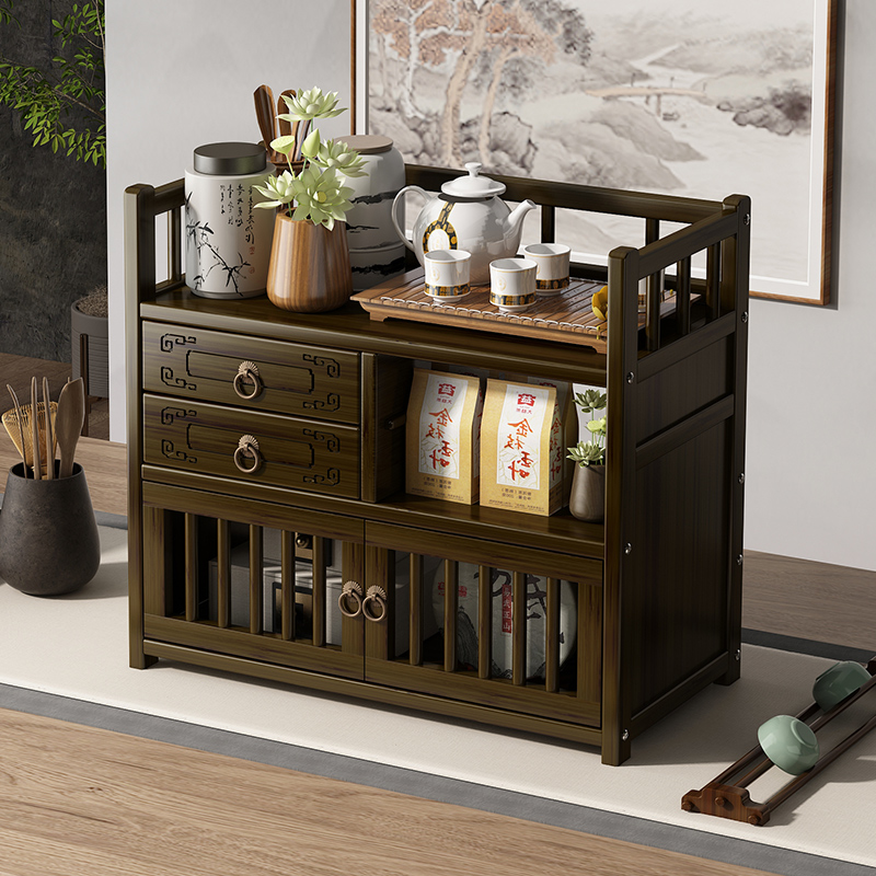 新中式博古架桌面置物q架茶具收纳展示架非实木多宝阁紫砂壶摆放