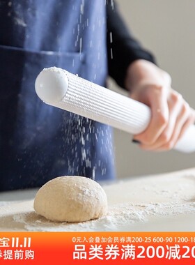日本进口Cakeland浮雕擀面杖浮点面包排气棒擀面棍烘培工具不粘