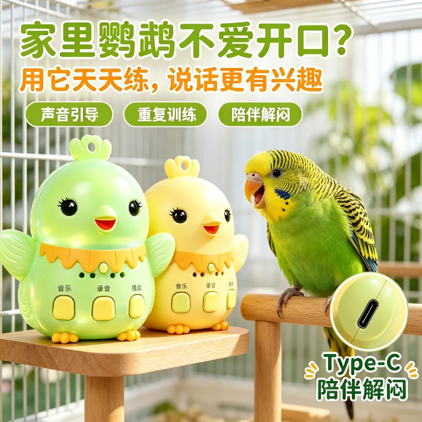 小鹦鹦鹉训鸟便携学话迷你小喇叭学话神器挂件和尚小太阳玄凤鹩哥