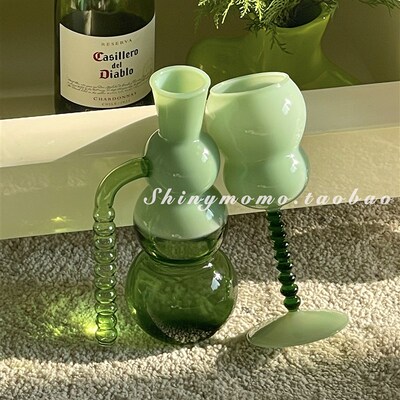 Shinymomo自制创意醒酒器夏季水壶套装彩色玻璃杯子ins高脚复古杯