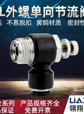黑色气动节流阀调速阀气缸流量SL4-M5 8-02 10-03可调节插管接头