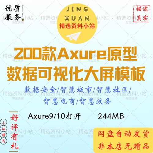Axure9/10原型数据可视化大屏模板参考素材数据安全智慧动态交互