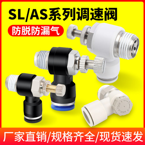 气动气管快速接头节流阀SL8-02调节阀可调气缸调速阀调速开关6-M5