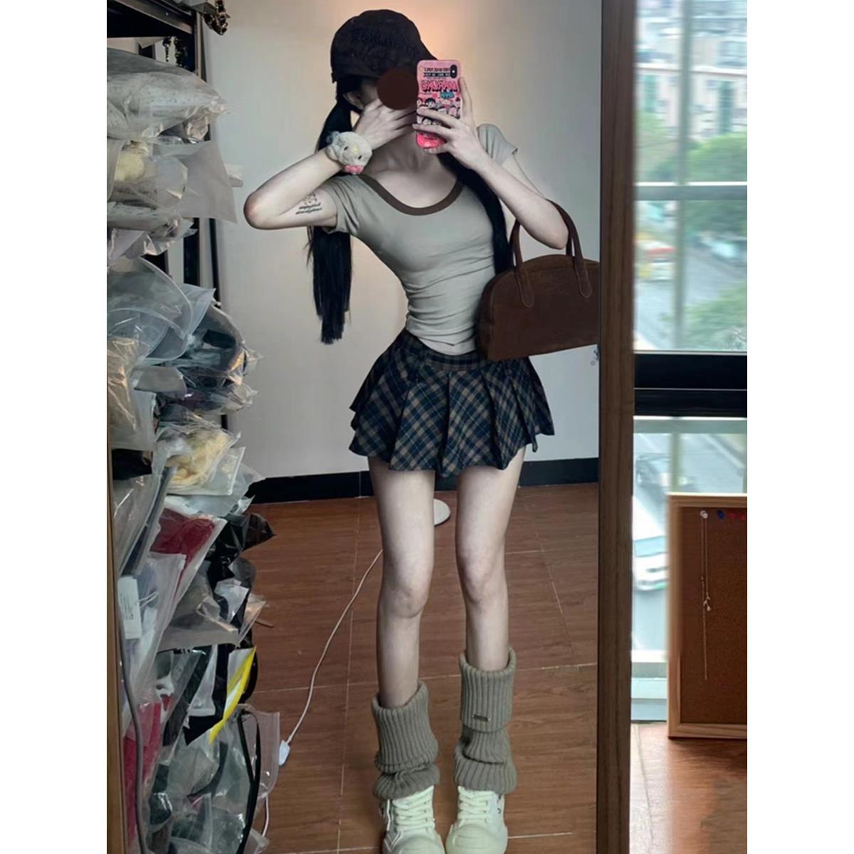 夏季小个子穿搭一整套炸街纯欲风别致甜辣chic上衣裙子两件套装女