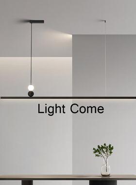 高亮led一字长条吊灯黑色拉丝航空铝材餐厅吧台前台办公室灯具饰