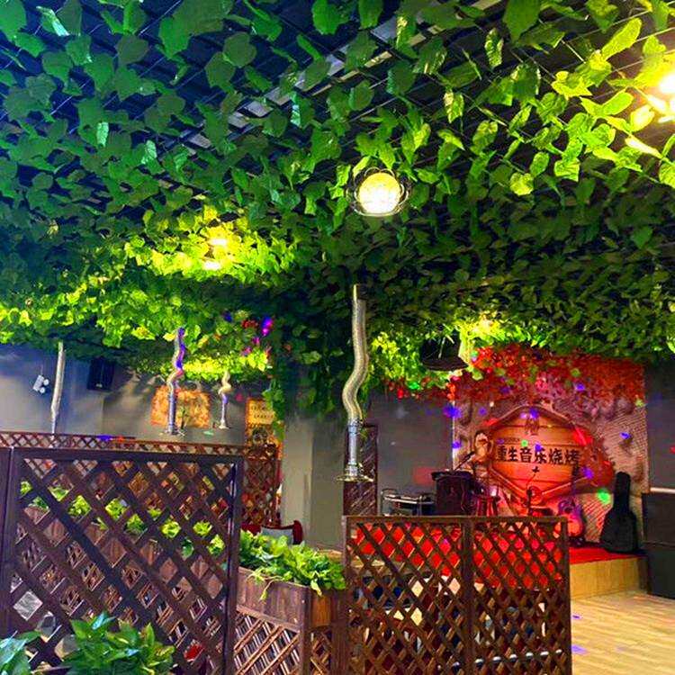 仿真藤条葡萄叶吊顶装饰假花管道缠绕藤蔓爬山虎塑料绿萝花藤叶子