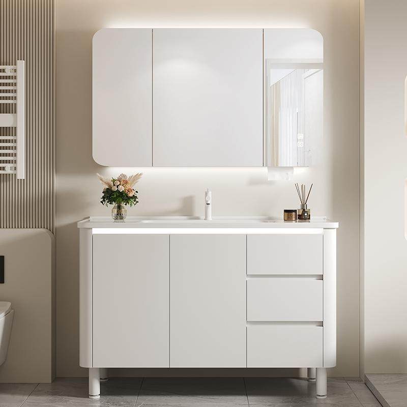 落地式圆弧角浴室柜组合卫生间陶瓷一体盆洗漱台洗手台盆柜洗脸池