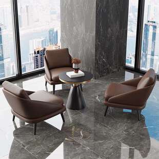 轻奢商务洽谈沙发办公室售楼部会客沙发桌椅组合4S店单人沙发圆桌