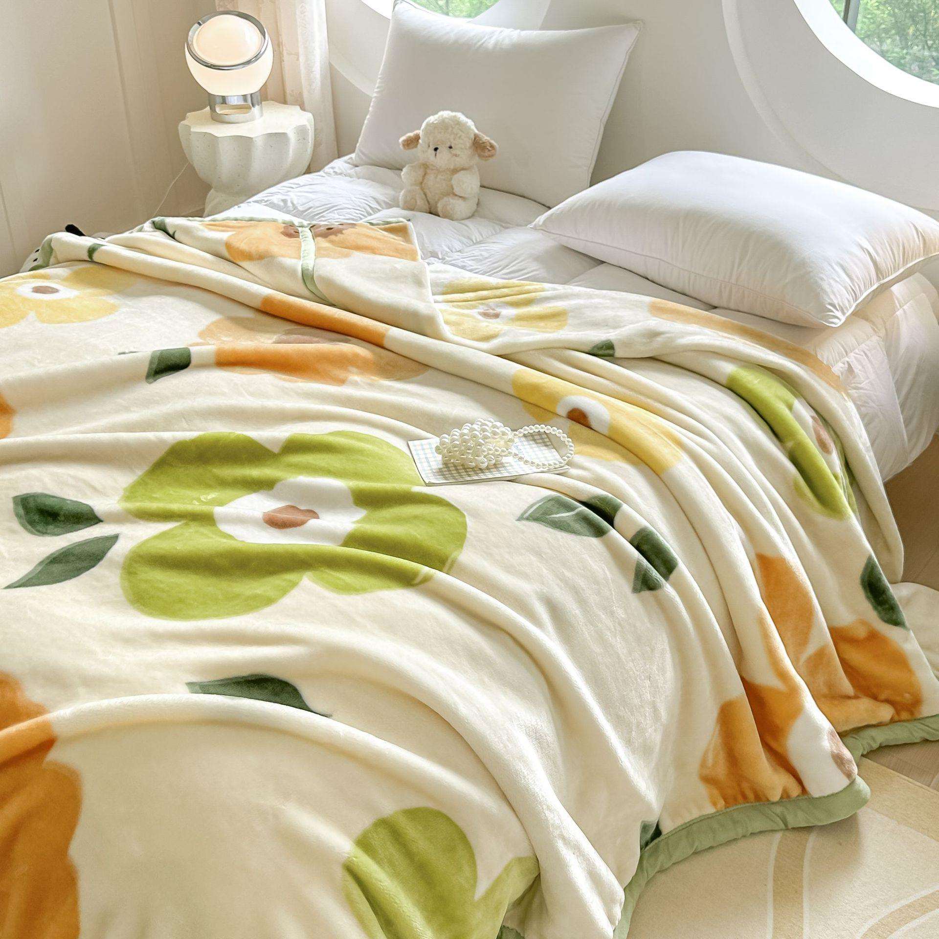 双层拉舍尔毛毯秋冬家用单双人沙发床盖毯加厚办公室午睡盖毯