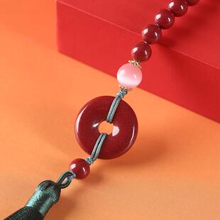 寓福祥原矿高含量紫金砂朱砂车挂挂件汽车配饰平安扣莲藕编织挂饰