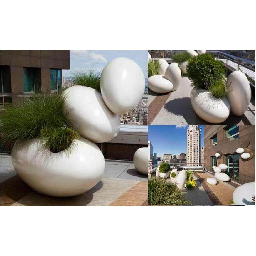 户外玻璃钢金蛋花盆造型组合银弹花艺花池市政园林花器部品花钵