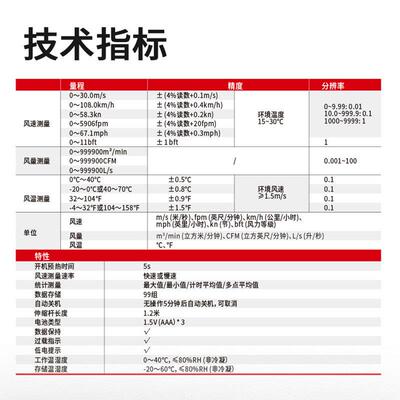 优利德UT362H热线式风速计高精度手持式测风量风温热敏式风速仪