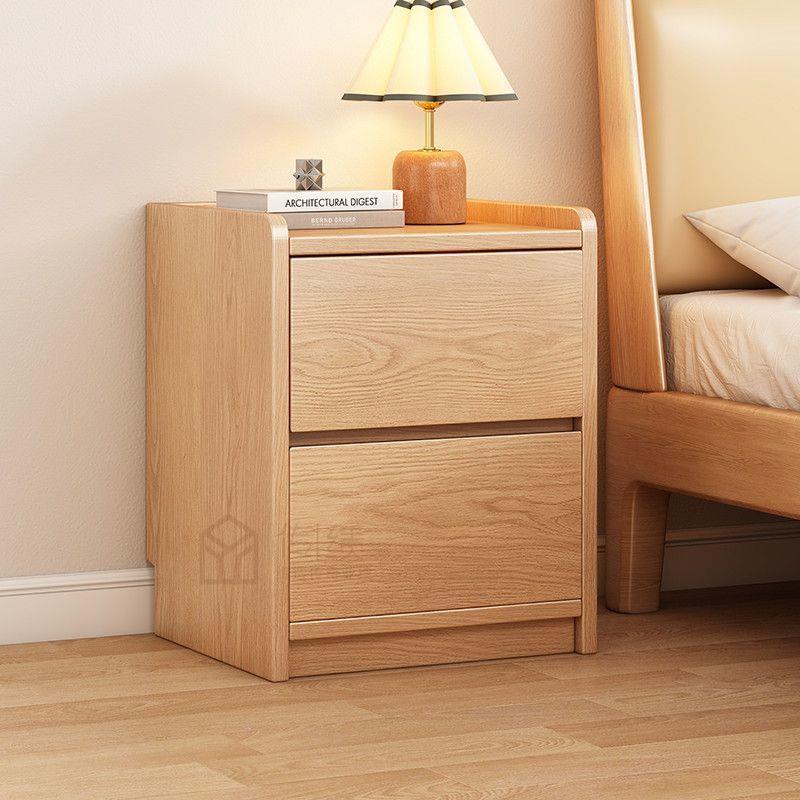 lw0实木床头柜橡胶木储物柜现代简约床边柜收纳家用北欧卧室置物