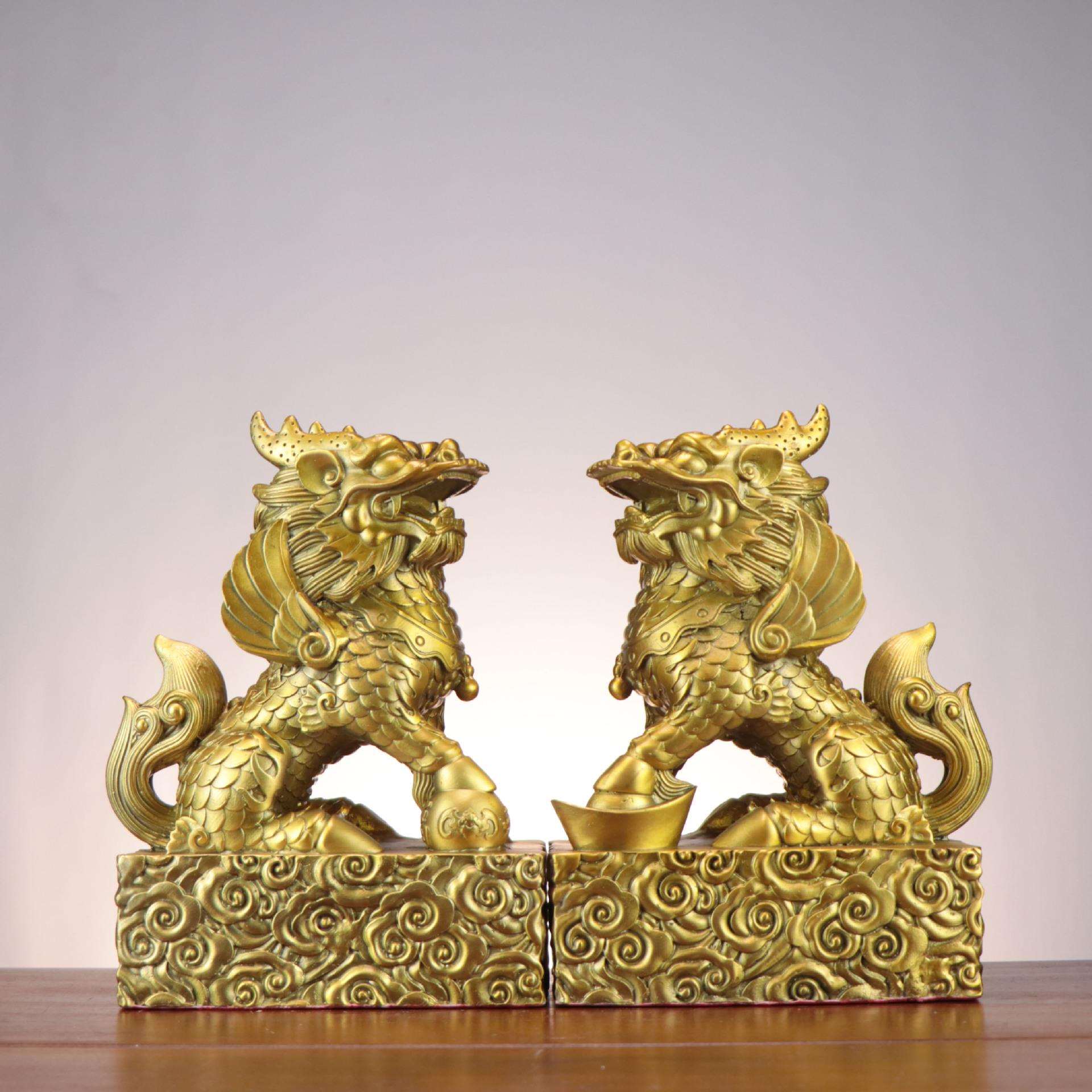 铜麒麟 财富麒麟 铜有底财福麒麟 家居店铺装饰铜摆件 祥云麒麟