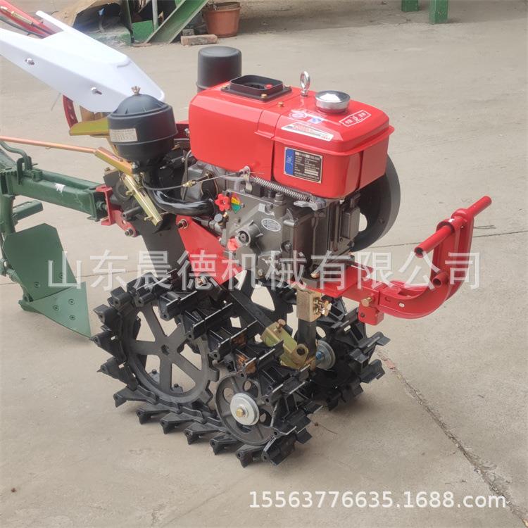 单履带耕地趟地犁地机 手扶汽油翻地链轨式微耕机