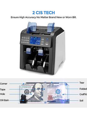 AL-950外币点验钞机CIS图像识别混点合计金额立式机一口半清分机