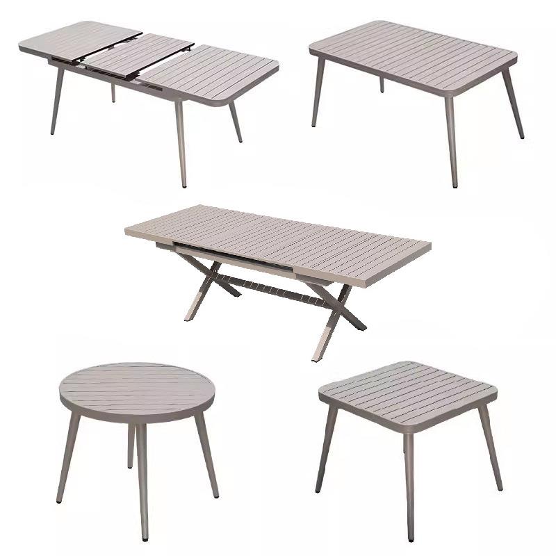 户外阳台桌全铝合金简约花园桌长桌餐桌伸缩长桌椭圆桌防水防晒