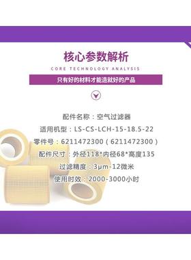 凌格风凌云螺杆机LS/CS/LCH-15/18.5/22保养空气过滤器6211472300