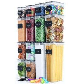 跨境厨房五谷杂粮收纳盒14件套防潮防虫保鲜盒透明塑料密封储物罐