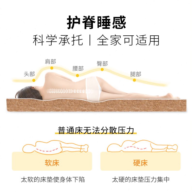 天然椰棕乳胶床垫折叠椎家用宿舍硬垫拆洗大学生榻榻米马海全儿童