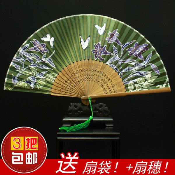 包邮古风折扇丝绸 扇子女女女款杭州！式扇中国风古典款日式扇子