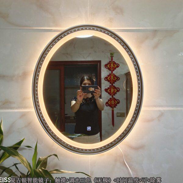 梳妆镜厕所镜酒店装饰镜镜子挂墙化妆镜浴室镜玄关轻奢壁挂镜欧式