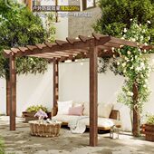 爬藤木碳化木凉亭庭院子农村户外防腐木葡萄架长廊方室外子花架子