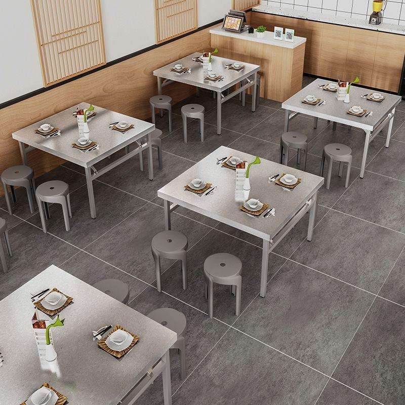 摆摊折叠桌便携式不锈钢吃饭桌子出租房餐桌家用小户型简易四方桌