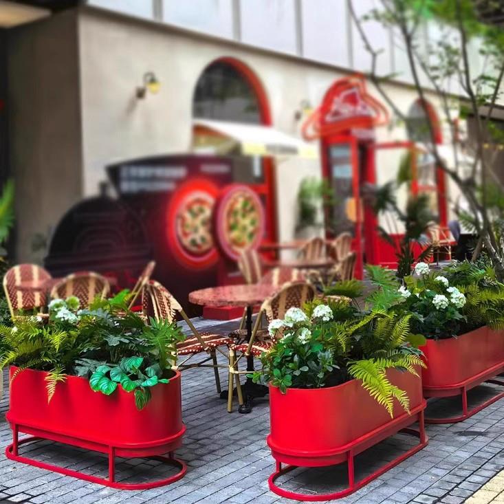 户外铁艺花箱奶茶咖啡馆广场庭院隔断围栏种植箱外摆金属花槽