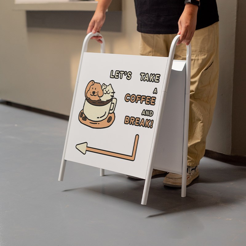 门口立式广告牌展k示架 创意置物招牌定制 咖啡店户外落地金属立