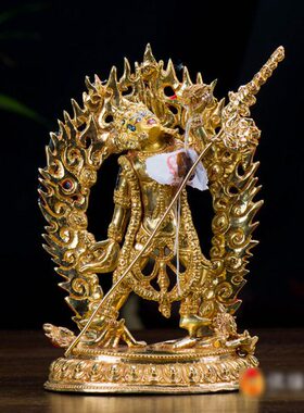 室内家用现代摆件尼泊尔铜全鎏金那洛空行母铜像 高20cm铜像像