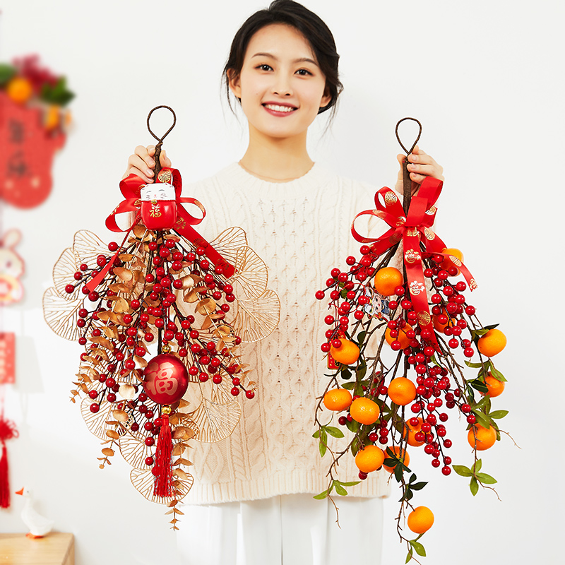 2024新年f春节元旦乔迁装饰创意壁挂过年门挂件墙挂商场场景布置