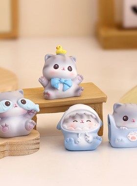 可爱布丁猫情绪稳定治愈小摆件办公室工位桌面Q装饰品生日礼物女