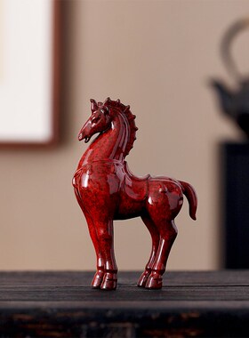 陶瓷唐马摆件招财客厅书房酒柜办公室桌面K装饰品动物马工艺品摆