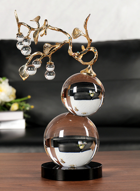 五福临门水晶玻璃葫芦摆件客w厅家用创意装饰乔迁新房高雅送礼长