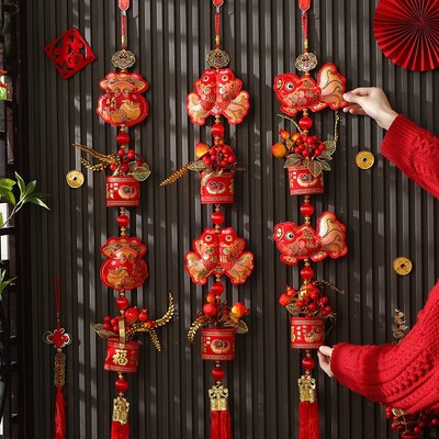 2025b新款红果福桶挂件过年入户门客厅布置挂饰春节喜庆挂串装饰