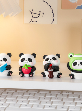 桌面治愈系熊猫小摆件情绪稳定神器办G公室工位解压装饰品生日礼