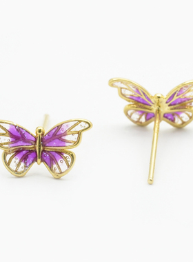 【店铺专属】18k金紫金蝴蝶耳钉（对）【QL07169】