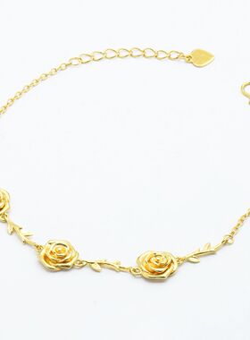 爆闪18k金玫瑰花手链轻奢小众高颜值送老婆礼物【WT0345】不脱模