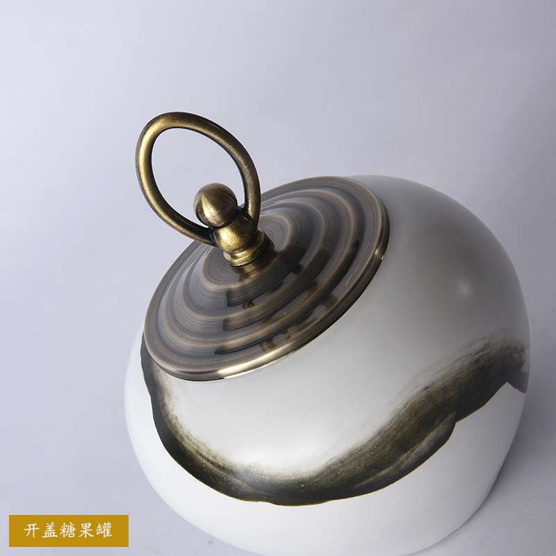 新中式陶瓷家居储物罐样板间玄关茶几酒柜书房一笔墨水陶瓷摆件