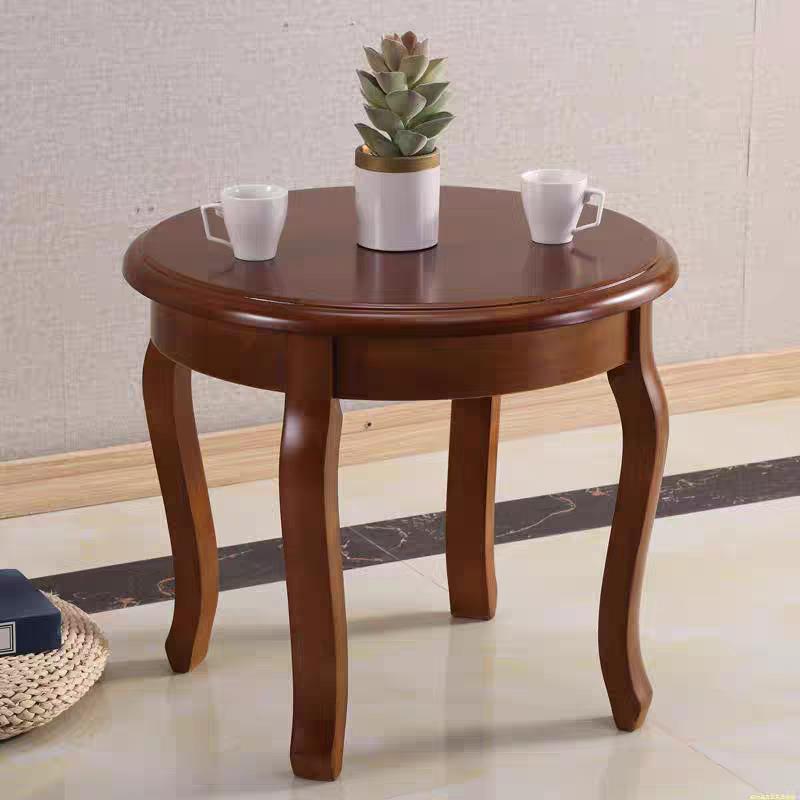 实木茶几简约现代小边几圆形60厘米阳台休闲小圆桌泡茶胡桃色组装