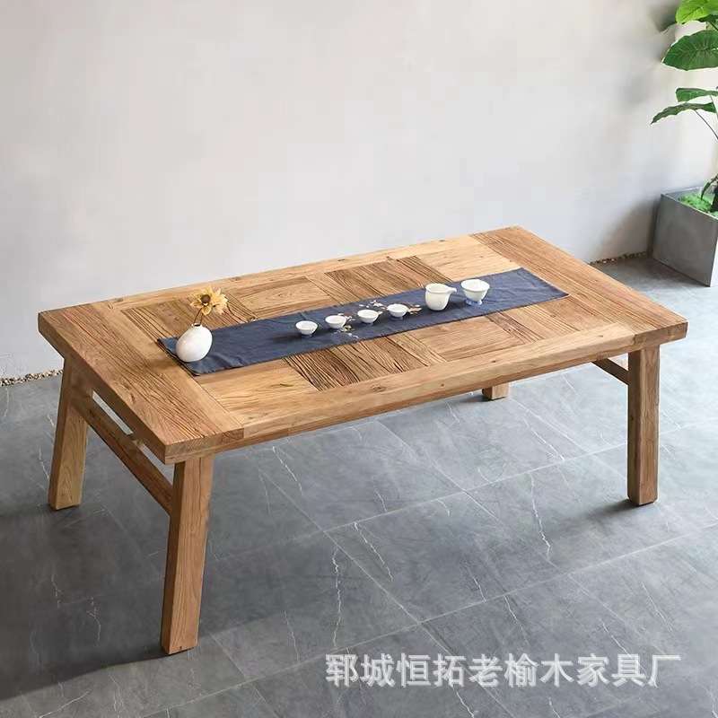新中式茶桌老榆木茶台民宿餐厅仿古茶几功夫泡茶桌小户型桌子