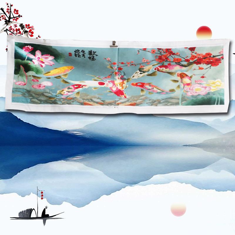 苏绣绣片客厅办公室装饰画手工刺绣挂画年年有余厂家生产