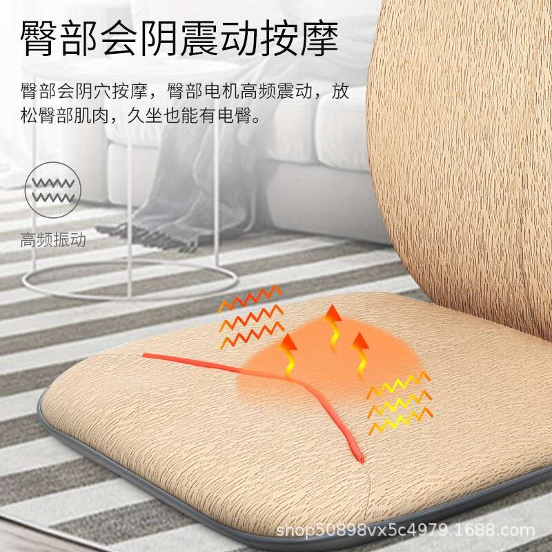 迪斯车载家用按摩颈部肩部腰部全身放松按摩靠垫F200米黄色