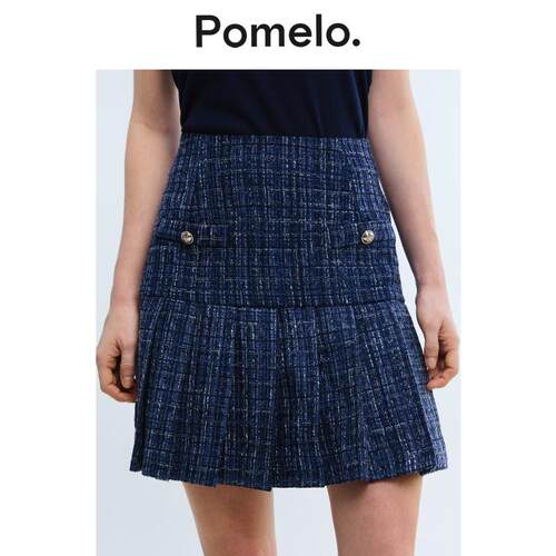 Pomelo 牛仔A字迷你裙 - 蓝色